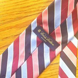 Brooks Brother Blue, Pink and Red Silk Striped Tie